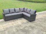 Fimous High back dark grey mixed outdoor garden furniture corner rattan sofa set square coffee table right option