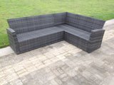 Fimous High back dark grey mixed outdoor garden furniture corner rattan sofa set square coffee table right option