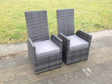 Fimous Dark Grey Mixed Outdoor Wicker Rattan Garden Furniture Reclining Chair And Table Dining Sets 2 PC Chairs