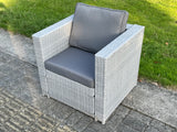 Fimous Light Grey Rattan Single Chair Patio Outdoor Garden Furniture With Thick Seat And Back Cushion