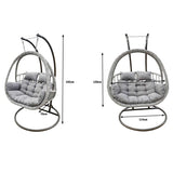 Fimous Indoor Outdoor Hammock Patio Rattan Love Egg Hanging Chair Garden With Grey Thick Cushion