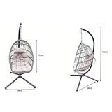 Fimous Indoor Outdoor Hammock Patio Rattan Single Egg Hanging Chair Garden With Grey Thick Cushion