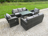 Fimous Outdoor Rattan Garden Furniture Sofa Set Dining Table Recling Arm Chairs Lounge Sofa 8 Seater