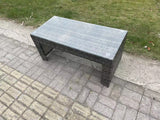 Fimous Rattan Oblong Rectangular Coffee Tea Table Outdoor Garden Furniture Patio Accessory Dark Grey Mixed