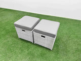 Fimous  8 Seater PE Wicker Rattan Furniture Sofa Sets with Rectangular Coffee Table 2 Seater Love Sofa 2 Stool Side Table Light Grey