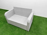 Fimous  8 Seater PE Wicker Rattan Furniture Sofa Sets with Rectangular Coffee Table 2 Seater Love Sofa 2 Stool Light Grey