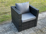 Fimous 7 Seater Rattan Corner Sofa Lounge Sofa Set With Rectangular Coffee Table With Arm Chair Dark Grey Mixed
