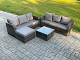 Fimous Dark Grey Mix PE Wicker Rattan Garden Furniture Set Sofa Set Reclining Adjustable Chair 2 Lounge Sofa