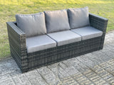 Fimous 3 Seater Rattan Lounge Sofa Patio Outdoor Garden Furniture With Thick Cushion
