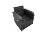 Fimous 8 seater Patio Height Adjustable Rising Lifting Table Sofa Sets Rattan Garden Furniture Dining Set with 2 Small Footstool Dark Grey Mixed
