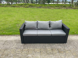 Fimous Wicker Rattan Garden Furniture Sofa Sets Outdoor Patio Coffee Table With Stools black