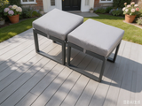 Fimous 2 Pcs Aluminium Outdoor Garden Footstool Patio Small Stool for Balcony, Terrace,Swimming Pool Dark Grey