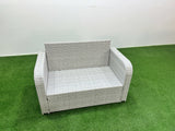 Fimous 2 Seater Sofa Rattan Curved Arm Loveseat Light Grey Mixed Outdoor Garden Furniture with Thick Removable Cushion