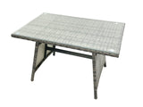 Fimous Outdoor Garden Furniture Set Rattan Sofa Dining Table Set with Reclining Chair 3 Footstool Side Table Dark Grey Mixed