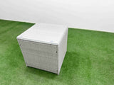 Fimous PE Wicker Rattan Furniture Sofa Sets with Oblong Coffee Table 3 Seater Sofa 4 Stools Side Table Light Grey Mixed