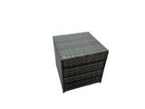 Fimous Rattan Garden Furniture Patio Furniture Sets with Corner Sofa Square Coffee Table 2 Big Stool Dark Grey Mixed