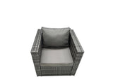 Fimous Outdoor Dining Table Sofa Armchair Set with 2 Side Tables Garden Furniture Set Dark Grey Mixed