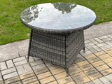 Fimous Outdoor Rattan Garden Furniture Dining Set Table And Chair Set Wicker Patio 4 Chairs Plus Round Clear Tempered Glass Table