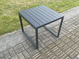 Fimous Aluminium 11 Seater Garden Furniture Outdoor Set Patio Lounge Sofa Gas Fire Pit Dining Table Set with 2 Big Footstools Side Table Dark Grey