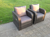 Fimous 5 Seater PE Wicker Rattan Garden Furniture Loveseat Reclining Sofa Chair Table Footstool Outdoor Grey