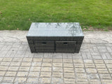 Fimous Rattan Outdoor Garden Furniture Sofa Set Patio Table & Chairs Set with 3 Footstools Dark Grey Mixed