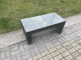 Fimous Rattan Oblong Rectangular Coffee Tea Table Outdoor Garden Furniture Patio Accessory Dark Grey Mixed