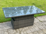 Fimous Dark Mixed Grey Rattan Outdoor Garden Furniture Lifting Adjustable Dining Or Coffee Table Sets Love Sofa Reclining Chairs Footstools 6 Seater