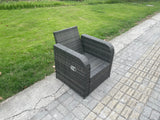 Fimous 7 Pieces Outdoor Garden Dining Sets Rattan Furniture With Dining Table Armchairs Love Sofa Side Table 2 Small Footstools Dark Grey Mixed