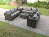 Fimous 8 Seater Outdoor Rattn Garden Furniture Sofa Set Rectangular Coffee Table Lounge Sofa Chair With Side Coffee Table