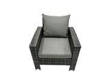 Fimous PE Rattan Garden Furniture Set Lounge Sofa Coffee Table Set with 2 Side Tables 4 Footstools Dark Grey Mixed
