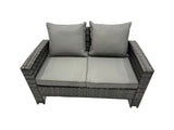 Fimous Outdoor Love Sofa Set 7 Seat Rattan Garden Furniture Set with Adjustable Lifting Dining or Coffee Table Dark Grey Mixed