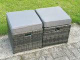 Fimous Dark Mixed Grey Rattan Outdoor Garden Furniture Lifting Adjustable Dining Or Coffee Table Sets Love Sofa 3 Seater Sofa Small Footstools Reclining Chairs 9 Seater