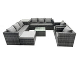 Fimous Indoor Outdoor Rattn Garden Furniture Sofa Set Table Chair Footstool Dark Grey Mixed
