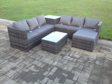 Fimous 7 Seater Rattan Corner Sofa Lounge Sofa Set With Oblong Coffee Table And Big Footstool