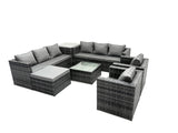Fimous Indoor Outdoor Rattn Garden Furniture Sofa Set Table Chair Footstool Dark Grey Mixed