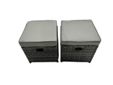 Fimous PE Rattan Garden Furniture Set Lounge Double Seat Sofa Coffee Table Set with Side Table 4 Stools Dark Grey Mixed