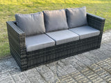 Fimous Outdoor Rattan Garden Furniture Lounge Sofa Set With Oblong Rectagular Coffee Table 2 Footstools