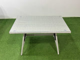 Fimous Garden Outdoor Rattan Furniture Set Rattan Corner Sofa Oblong Dining Table Set with 2 Small Footstools Light Grey Mixed 8 Seater