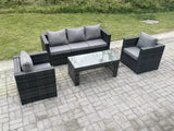 Fimous Lounge Rattan Sofa Set Outdoor Garden Furniture With 2 Chairs Oblong Rectangular Coffee Table
