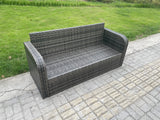 Fimous 10 Seater Wicker Rattan Garden Furniture Set with Rectangular Dining Table Big Footstool Patio Outdoor Lounge Sofa Set
