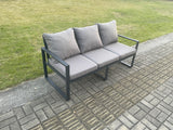 Fimous Aluminium Outdoor Garden Sofa Patio Lounge 3 Seater Sofa for Balcony, Terrace,Swimming Pool Dark Grey