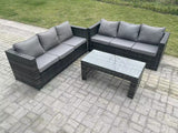 Fimous Outdoor Rattan Garden Furniture Lounge Sofa Set With Oblong Rectagular Coffee Table