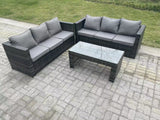 Fimous Outdoor Rattan Garden Furniture Lounge Sofa Set With Oblong Rectagular Coffee Table