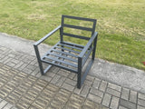 Fimous Aluminium 3 Pieces Garden Furniture Sofa Set Chair with Table Including Cushions Dark Grey