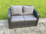 Fimous 2 Seater Curved Arm Rattan Love Sofa Patio Outdoor Garden Furniture With Cushion