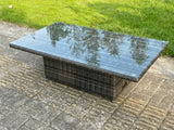 Fimous High Back Rattan Garden Furniture Corner Sofa Sets Adjustable Rising Table Dark Mixed Grey 8 seater left corner