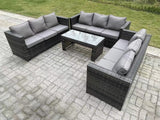Fimous Outdoor 3 PC Three Seater Ssofa Rattan Garden Furniture Lounge Sofa Set With Oblong Rectagular Coffee Table