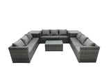 Fimous Outdoor Rattan Garden Furniture Lounge Sofa Set With Oblong Coffee Table And 2 Side Tall Table