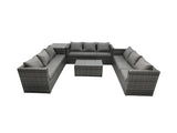 Fimous Outdoor Rattan Garden Furniture Lounge Sofa Set With Oblong Coffee Table And Side Tall High Table
