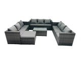 Fimous Outdoor Rattan Garden Furniture Lounge Sofa Set With Oblong Coffee Table With Big Footstool